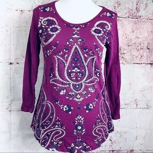 Lucky Brand 3/4 Sleeve Paisley Top